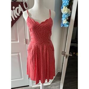 NWT 41 Hawthorne scalloped coral polka dot dress w/pockets, Stitch Fix